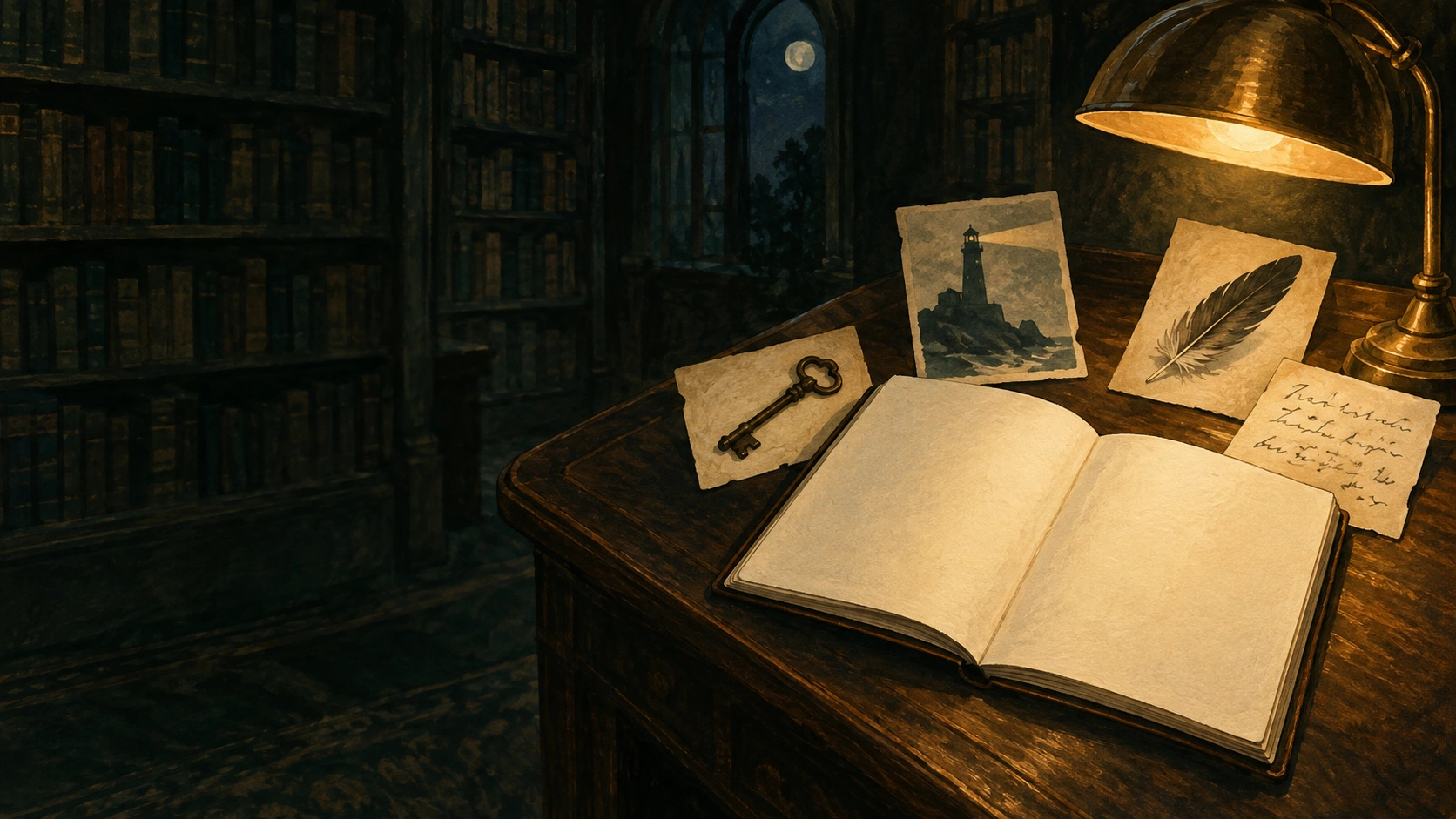 Carnet ouvert et cartes-mémoire sur une table de bibliothèque